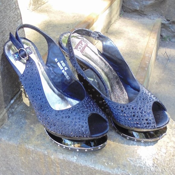 Women's Katja Style Slingback Rhinestone Wedges - Picture 2 of 5